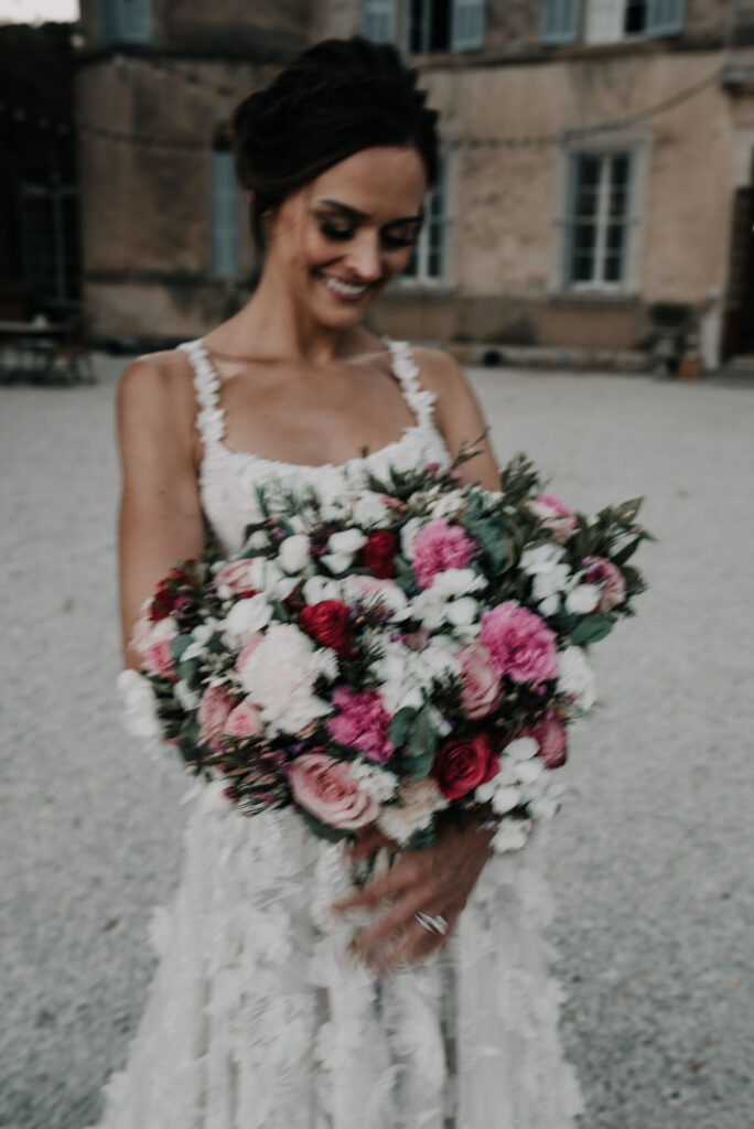 Pink and white bridal bouquet