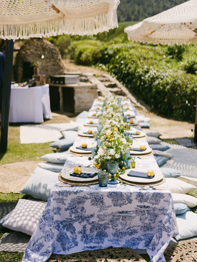 Tables were dressed up under the shadow