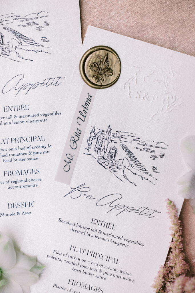 Wedding menus